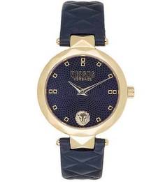 Часы круглой формы с рельефным кожаным ремешком Versus