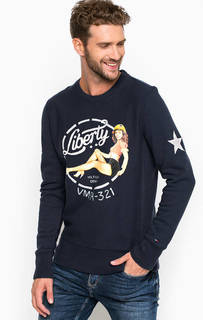 Хлопковый свитшот с круглым вырезом Hilfiger Denim
