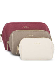 Кожаный набор из 3 косметичек Furla