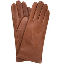 Коричневые кожаные перчатки Eleganzza