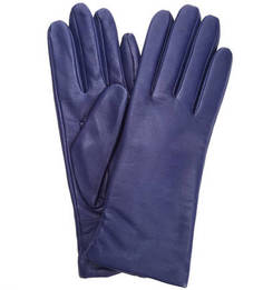 Кожаные синие перчатки Eleganzza