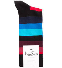 Разноцветные хлопковые носки в полоску Happy Socks