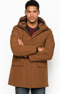 Удлиненный коричневый пуховик Armani Jeans