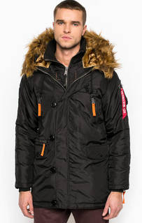 Черная зимняя парка из нейлона Alpha Industries