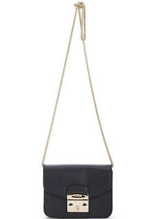 Синяя кожаная сумка с одним отделом Furla