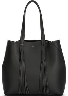 Кожаная сумка на кнопке с длинными ручками Furla
