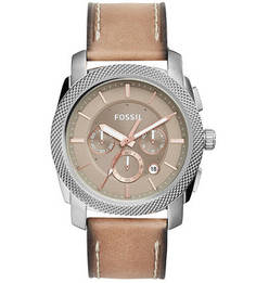 Часы с бежевым кожаным ремешком Fossil