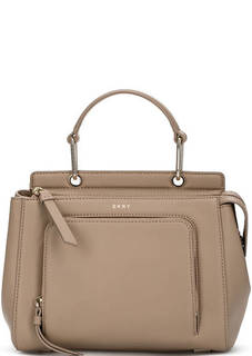 Однотонная кожаная сумка с короткой ручкой Dkny