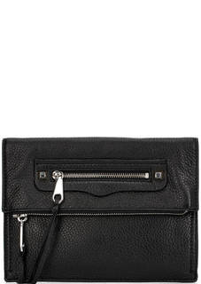 Черный кожаный клатч с откидным клапаном Rebecca Minkoff
