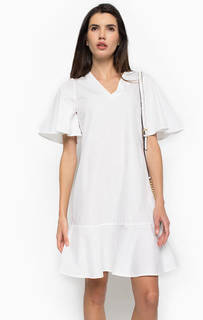 Белое платье из хлопка с треугольным вырезом Pinko