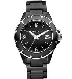 Часы с керамическим браслетом черного цвета Rodania