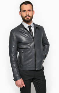 Синяя кожаная куртка Strellson