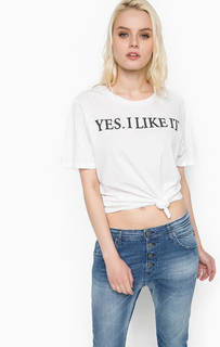 Белая футболка из хлопка с принтом Replay