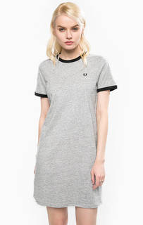 Платье-футболка из хлопка серого цвета Fred Perry