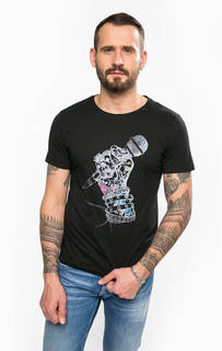 Черная хлопковая футболка с круглым вырезом Replay