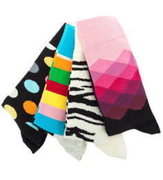 Комплект из четырех пар разноцветных носков Happy Socks