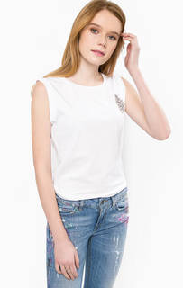 Хлопковый топ с отделкой стразами Liu Jo