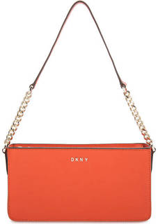 Оранжевая кожаная сумка через плечо Dkny