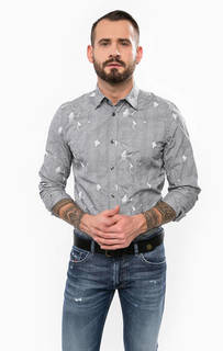 Приталенная серая рубашка из хлопка Diesel