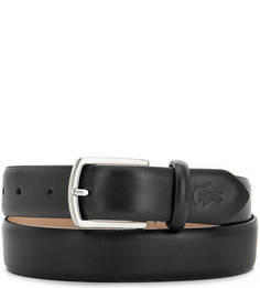 Кожаный ремень черного цвета Lacoste