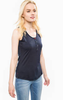 Синяя майка с застежкой на пуговицы Barbour