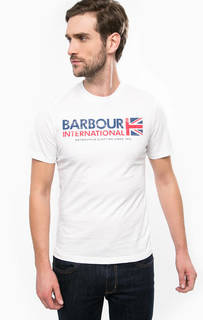 Белая хлопковая футболка Barbour