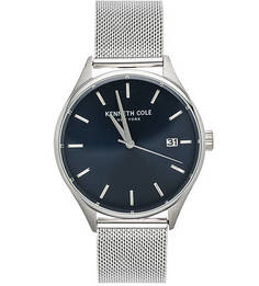 Часы круглой формы с металлическим браслетом Kenneth Cole