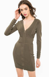 Короткое платье из вискозы цвета хаки Marciano Guess