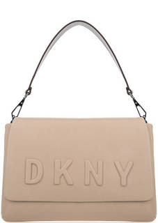 Кожаная сумка с логотипом бренда Dkny