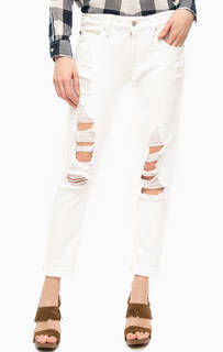 Рваные джинсы бойфренд белого цвета D&S Ralph Lauren