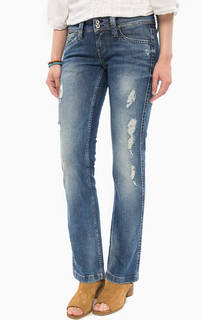 Джинсы буткат с заплатами Pepe Jeans