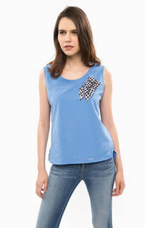 Синий топ из хлопка с нашивкой Liu Jo