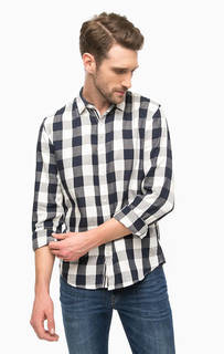 Синяя хлопковая рубашка в клетку Tom Tailor Denim