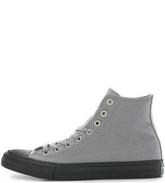 Высокие серые кеды из текстиля Converse