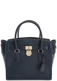 Синяя кожаная сумка с одним отделом Michael Michael Kors