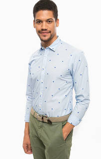 Синяя рубашка с вышивкой Scotch&Soda