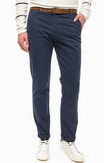 Брюки-чиносы синего цвета с ремнем на поясе Tom Tailor Denim