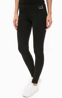 Леггинсы из хлопка с отделкой стразами EA7