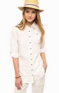 Приталенная рубашка молочного цвета с карманом Luhta