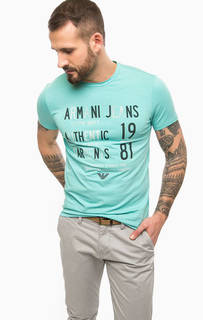 Футболка мятного цвета с принтом Armani Jeans