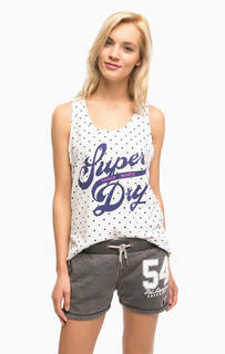 Светло-серая хлопковая майка в горошек Superdry