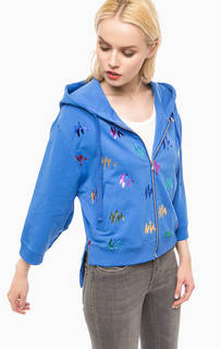 Синяя толстовка с капюшоном и ярким принтом MET