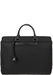 Черная текстильная сумка с короткими ручками Piquadro