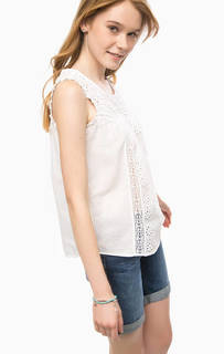 Хлопковый топ белого цвета Mustang