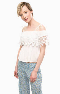 Белая блуза с кружевными вставками D&S Ralph Lauren