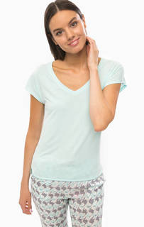 Бирюзовая футболка с треугольным вырезом Calvin Klein