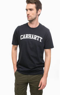 Синяя футболка из хлопка с принтом Carhartt WIP