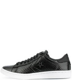 Черные кожаные кеды на шнурках Converse