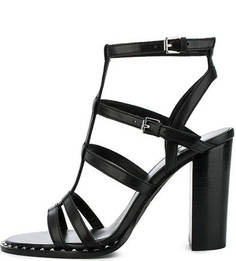 Черные кожаные босоножки на каблуке Ash