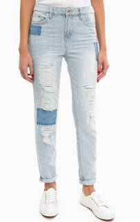 Голубые джинсы бойфренд с заплатами Tom Tailor Denim
